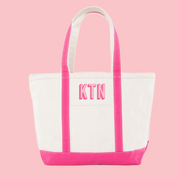 Two Color Tote Bag with Shadow Block Initial