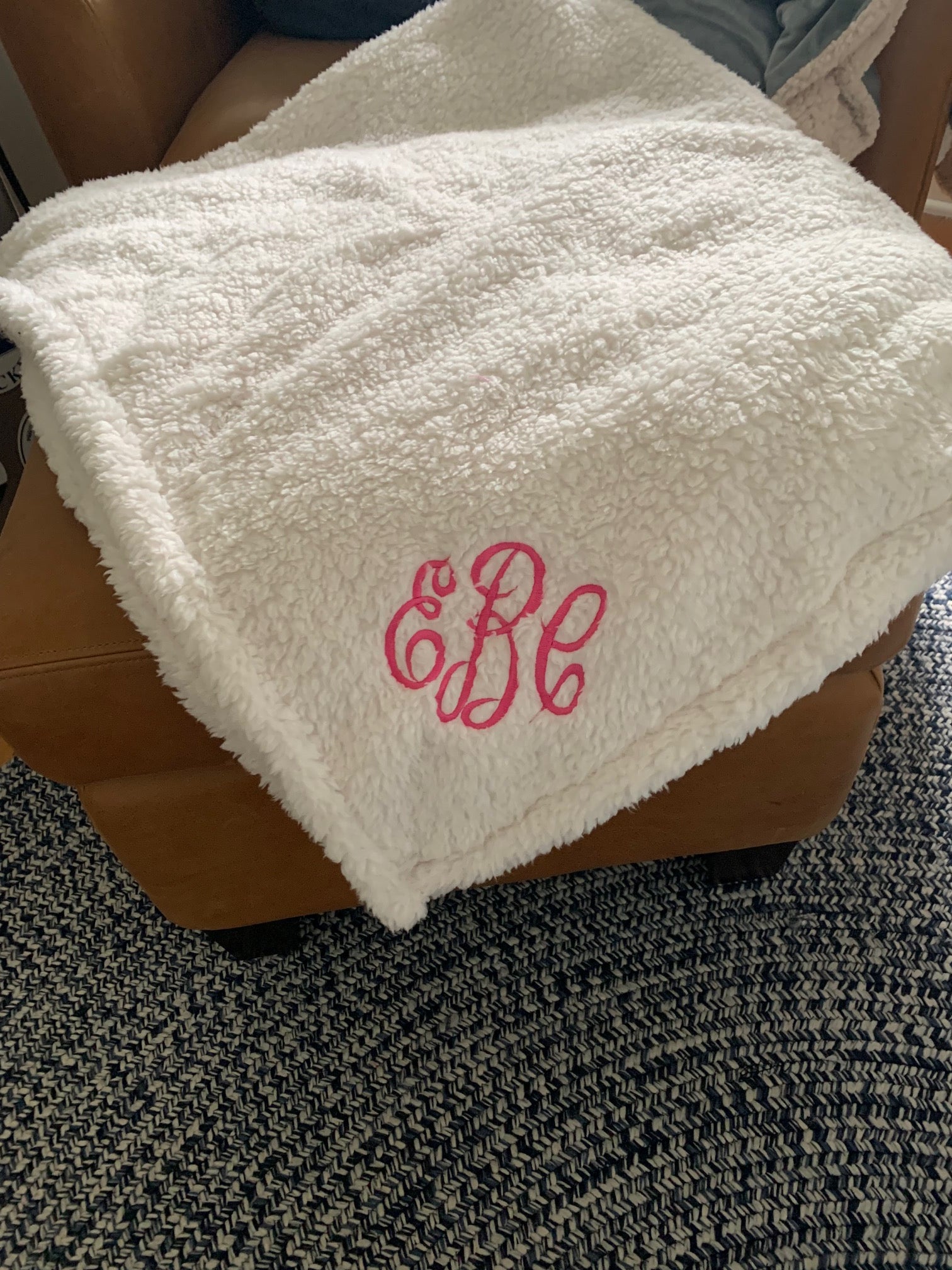 Monogrammed Sherpa Plush Blanket Sherpa Throw
