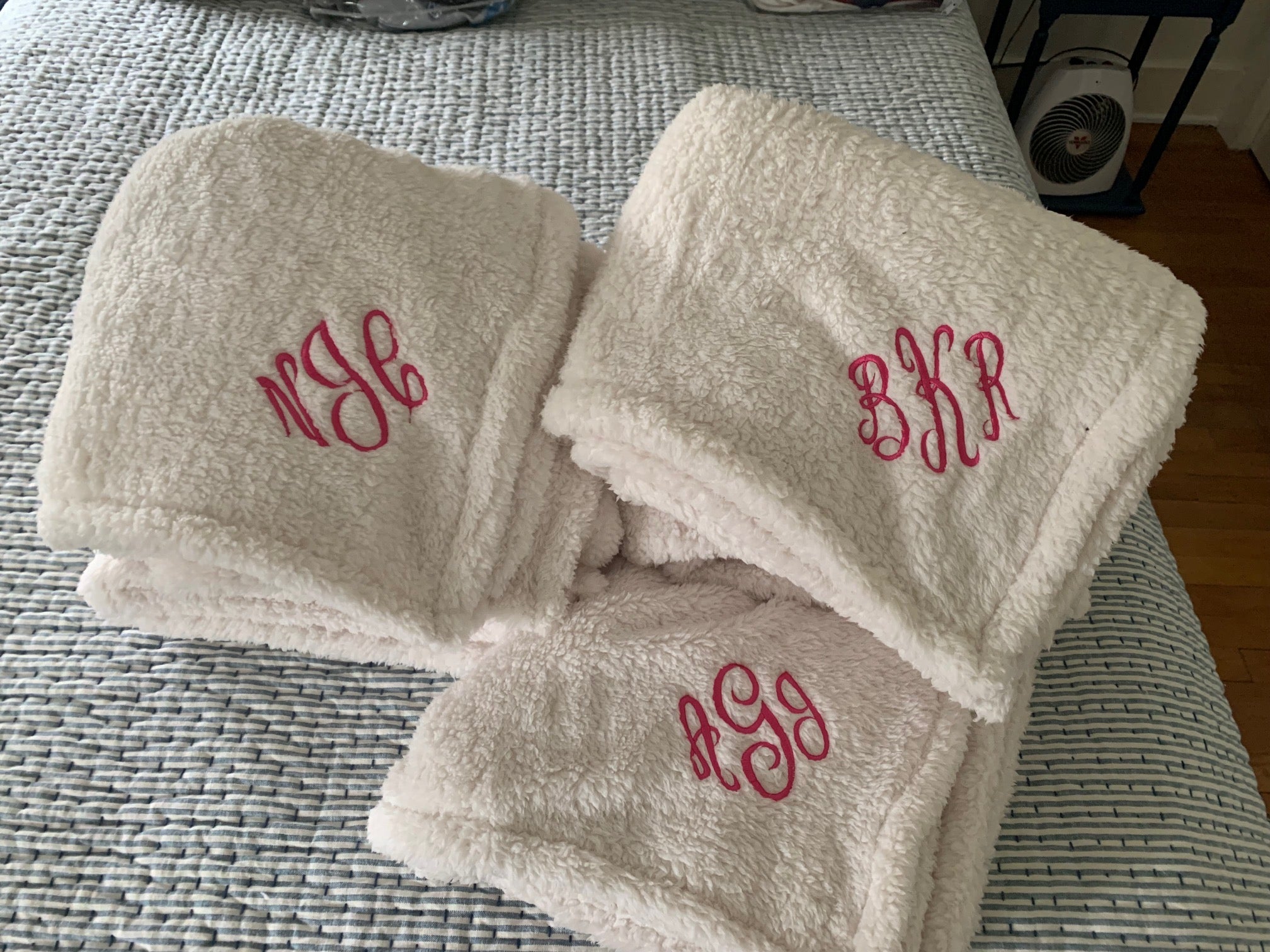 Monogrammed Sherpa Plush Blanket Sherpa Throw