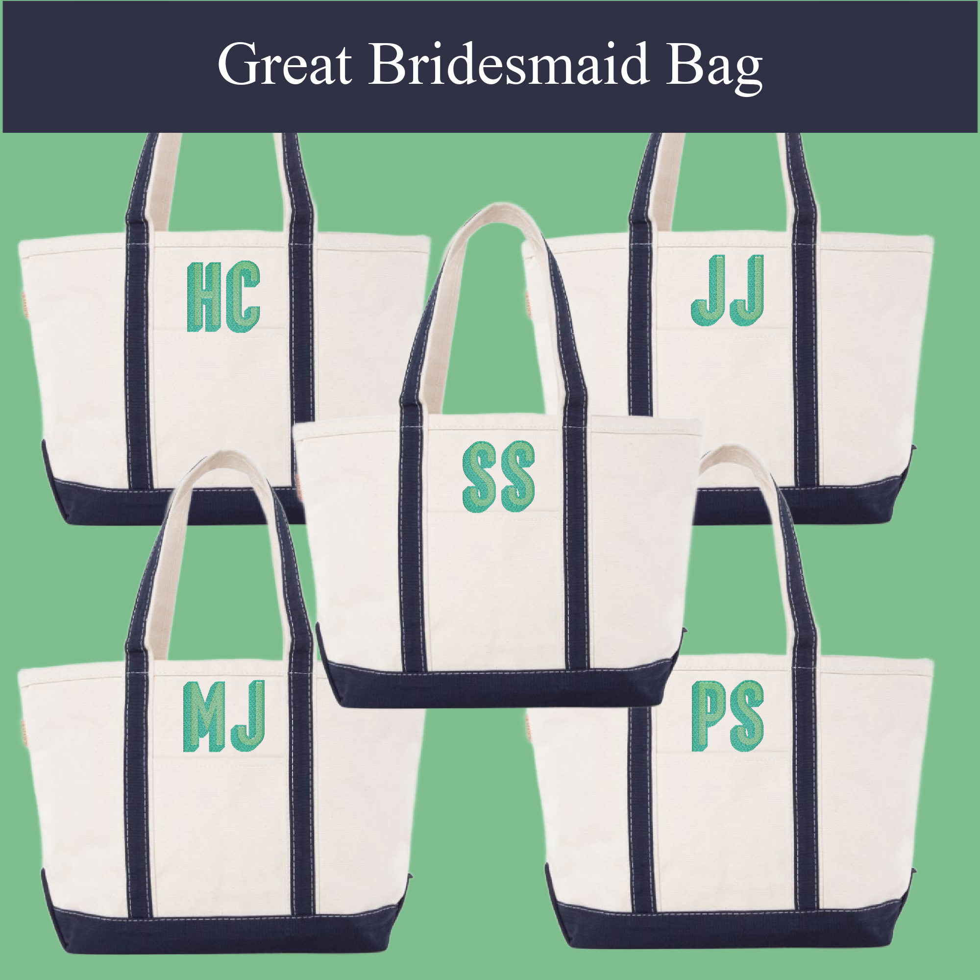Two Color Tote Bag with Shadow Block Initial