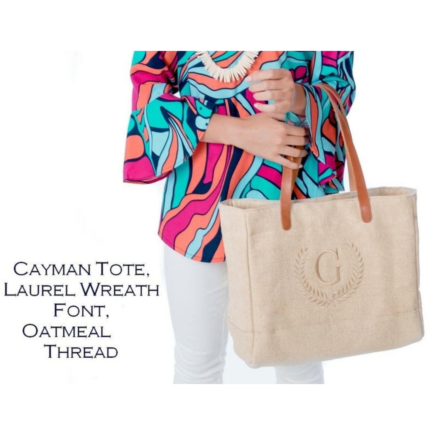 CLOSEOUT - Initial Leather & Linen Tote