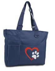 Heart with Paw Design Dog Tote