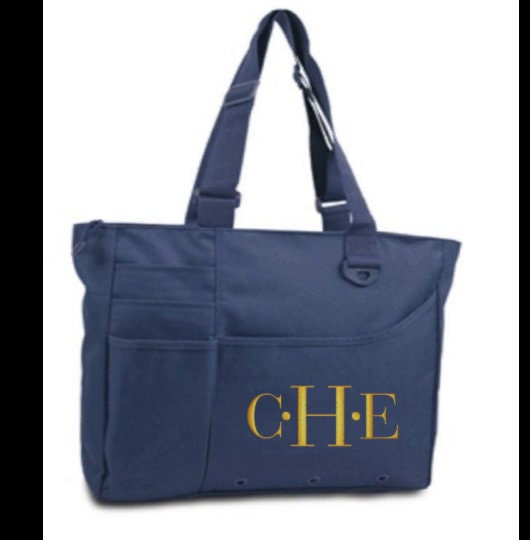 Monogrammed Book Bag with Dots