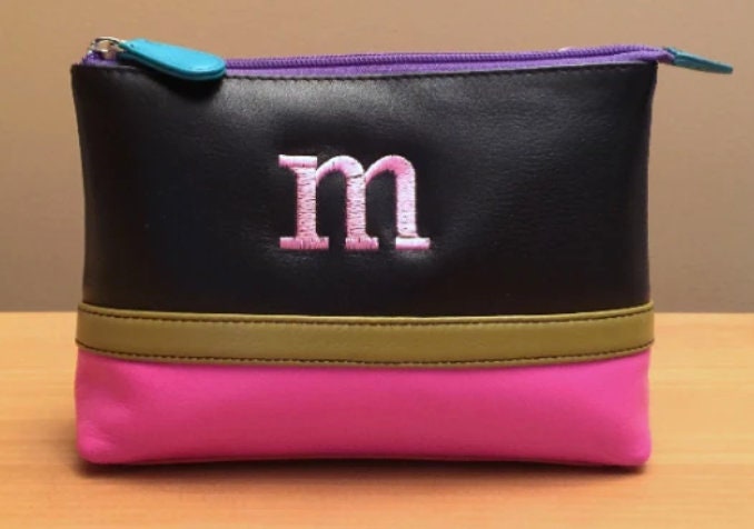 CLOSEOUT - Leather ColorBlock Cosmetic Case