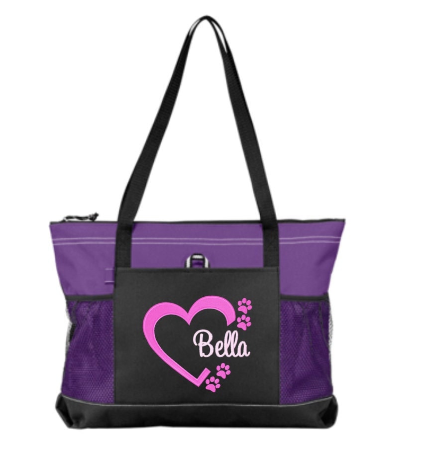 Heart and Paw Personalized Dog Tote Bag