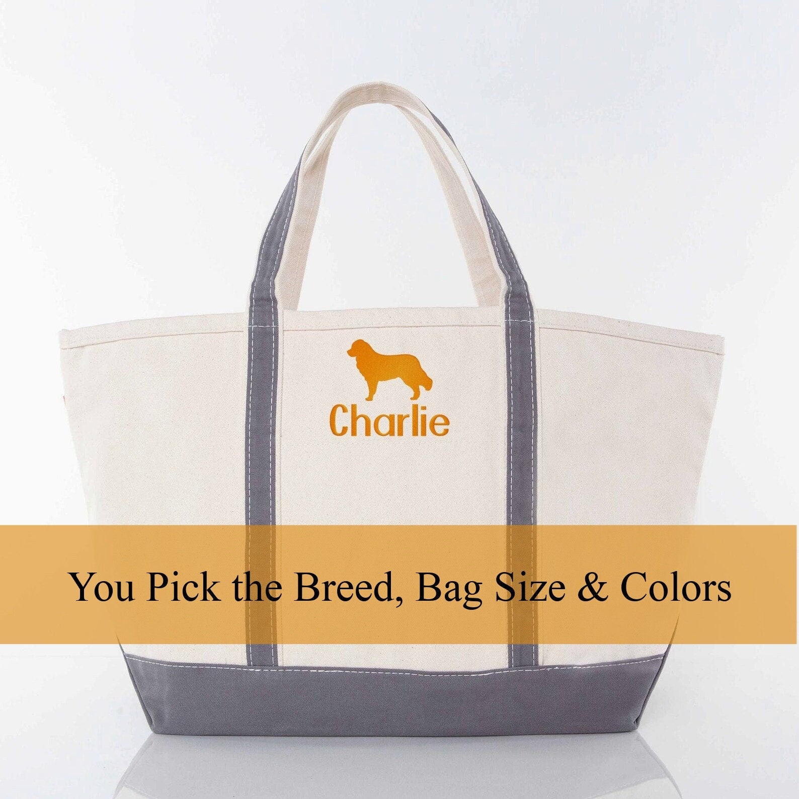 Heavy Duty Canvas Tote with Dog Name & Breed