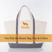 Heavy Duty Canvas Tote with Dog Name & Breed