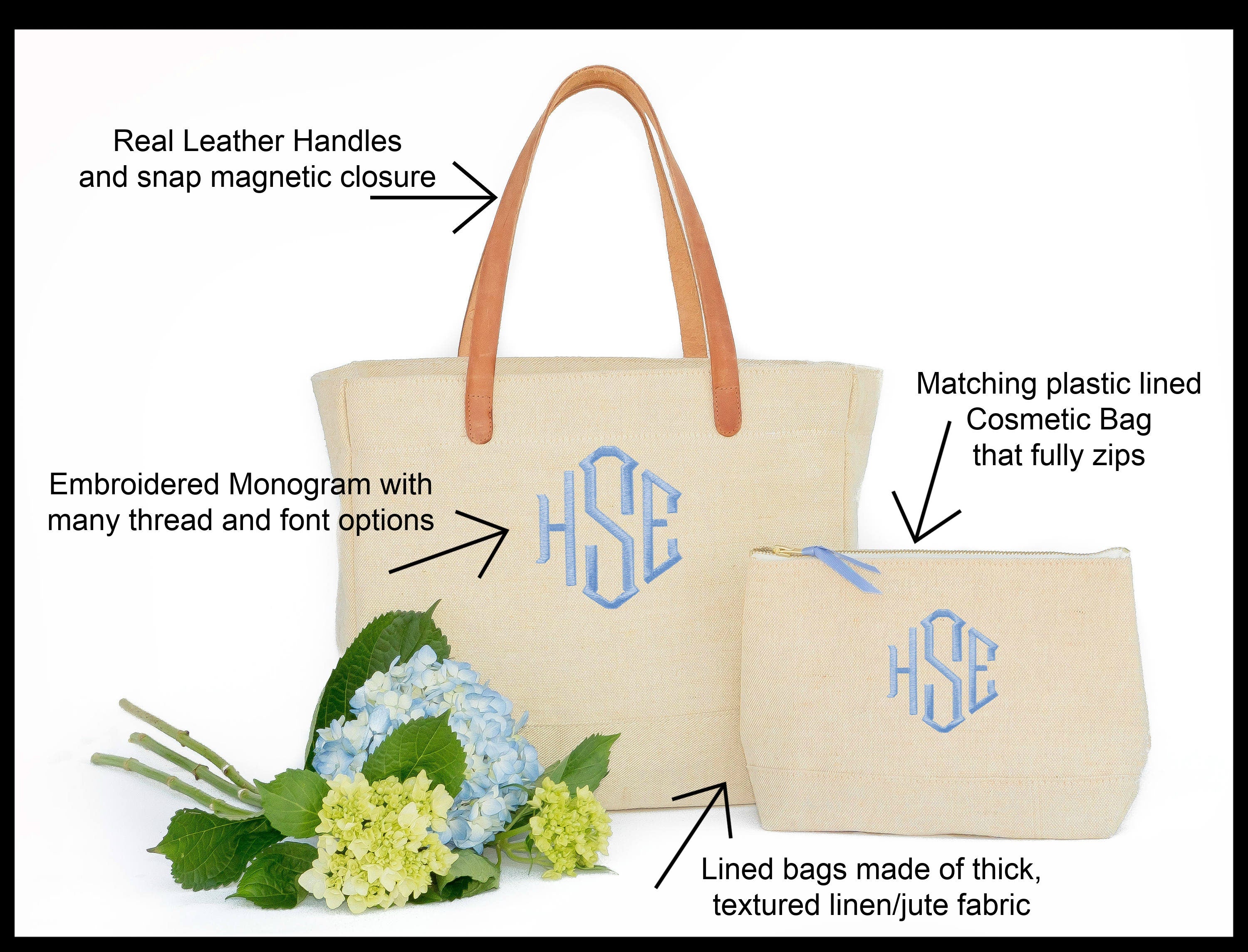 Leather and Linen Tote Bag