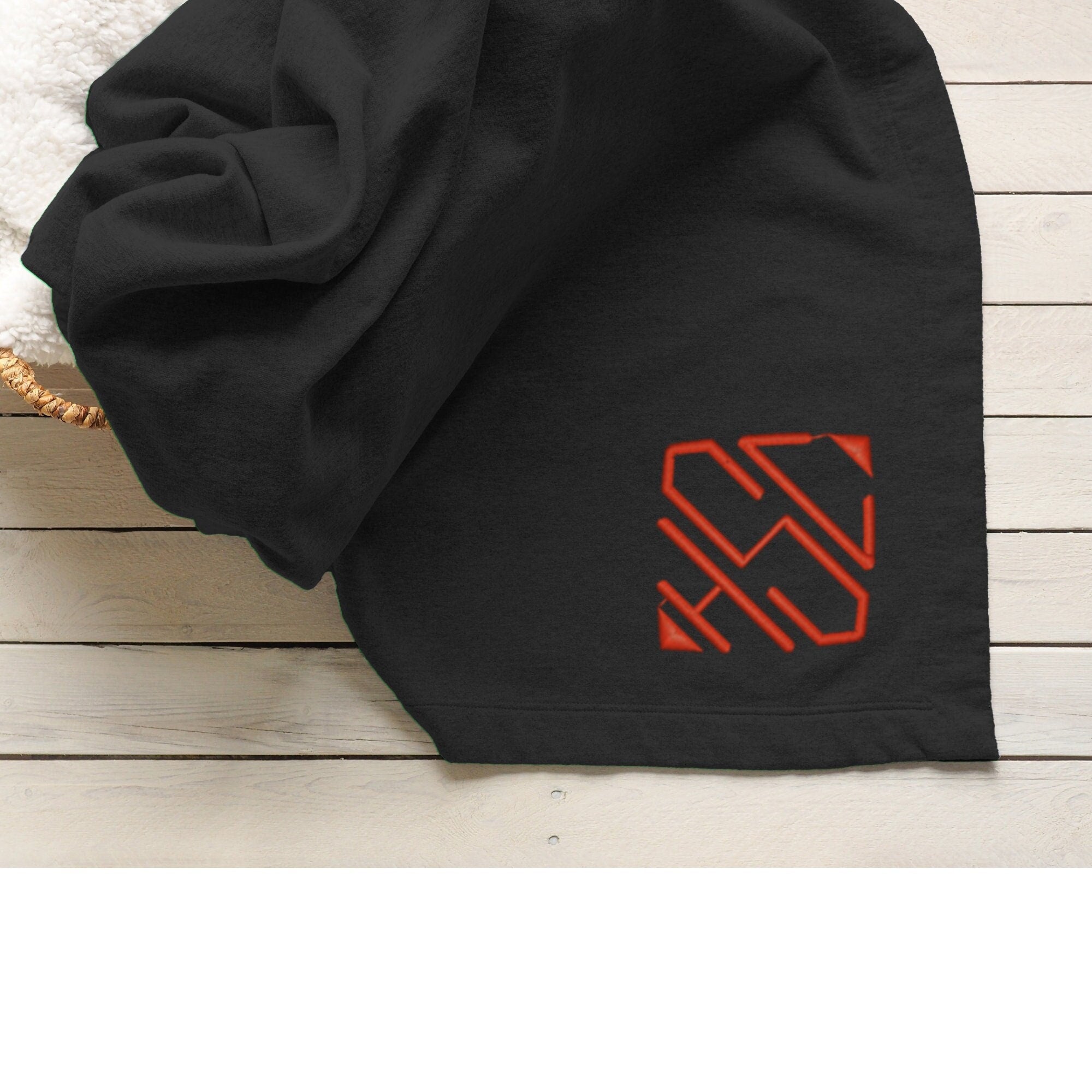 Monogrammed Sweatshirt Throw Blanket