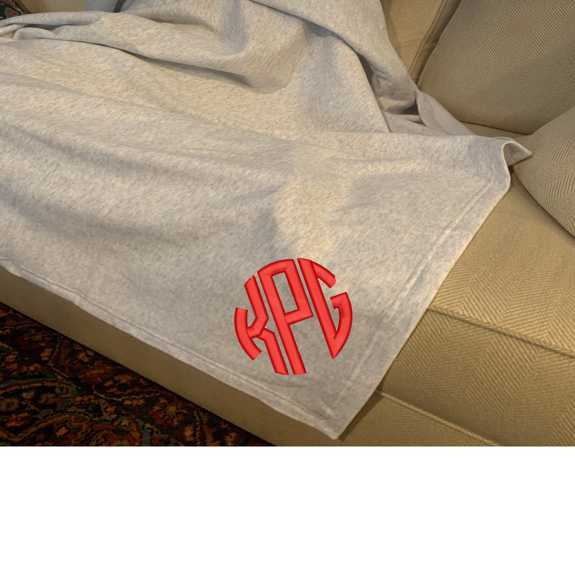 Monogrammed Sweatshirt Throw Blanket