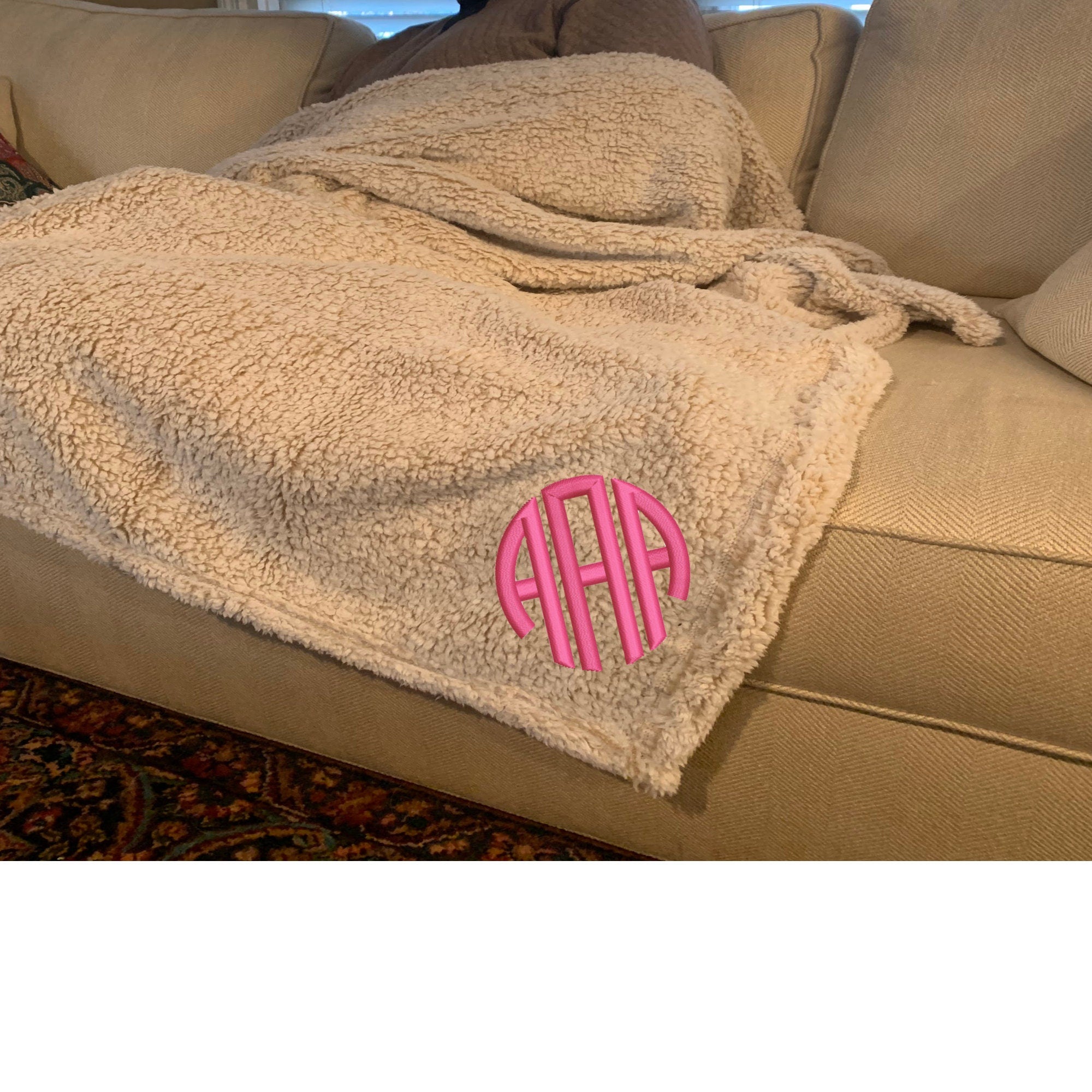 Monogrammed Sherpa Plush Blanket Sherpa Throw