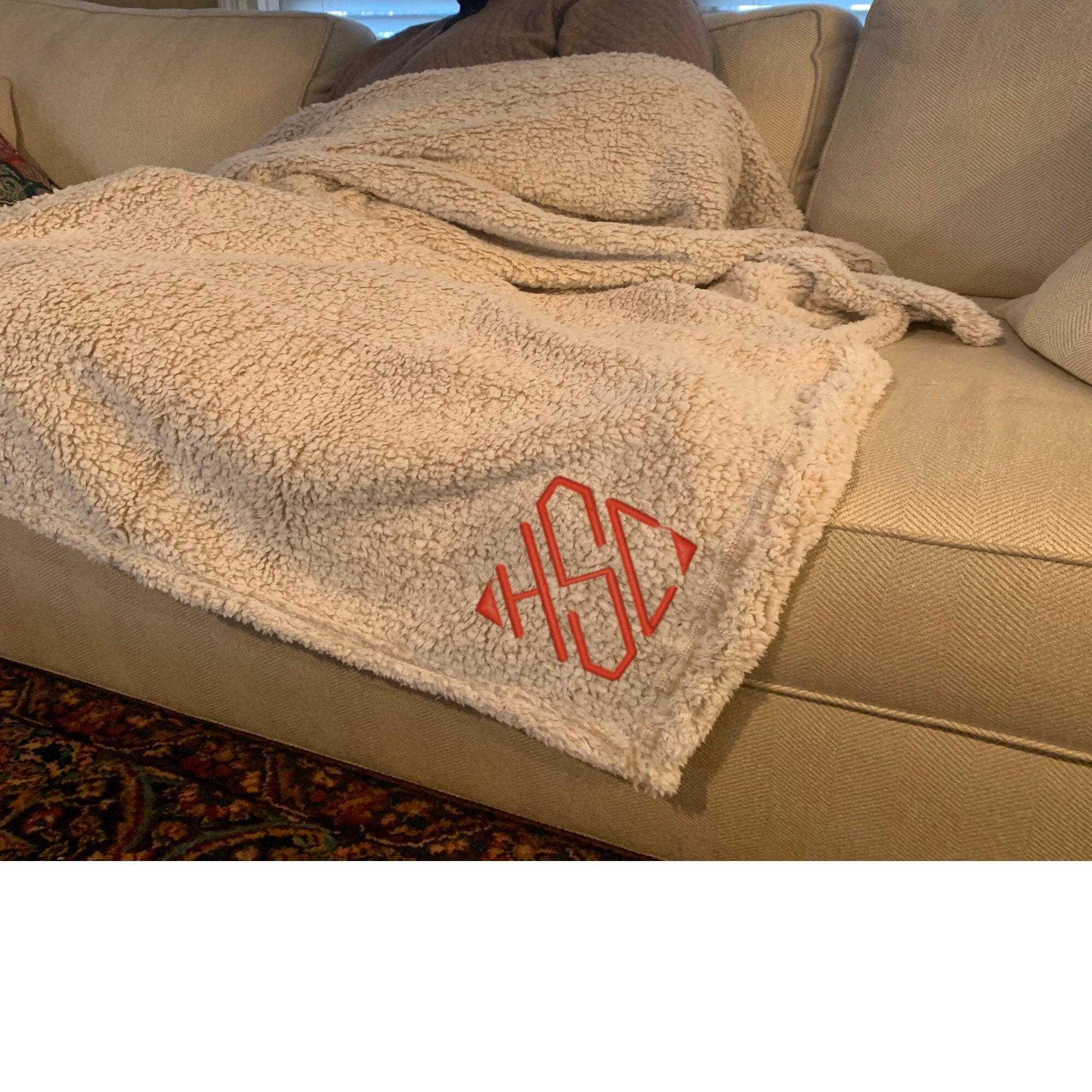 Monogrammed Sherpa Plush Blanket Sherpa Throw