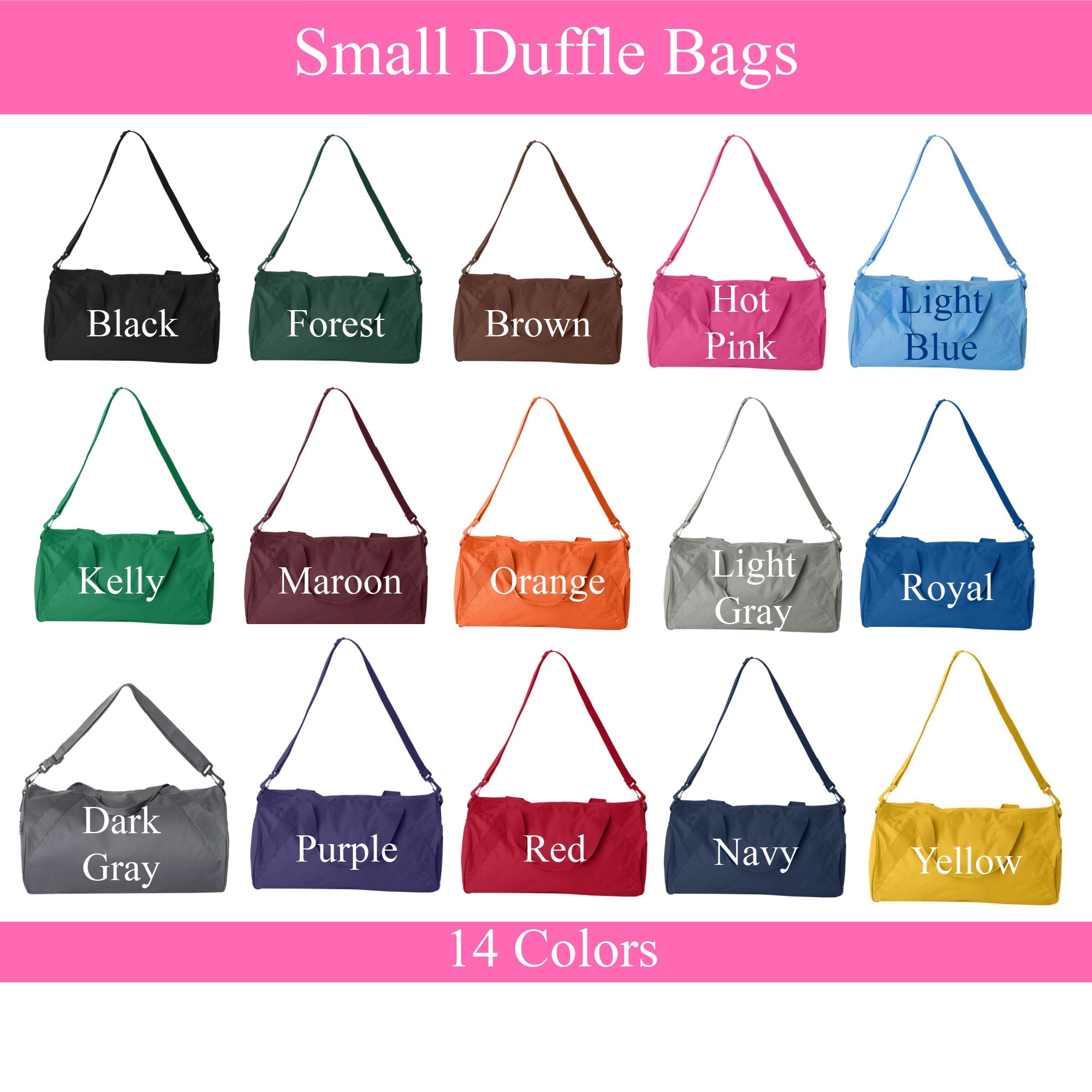 SAMPLES Kids Duffle Bags-only names listed