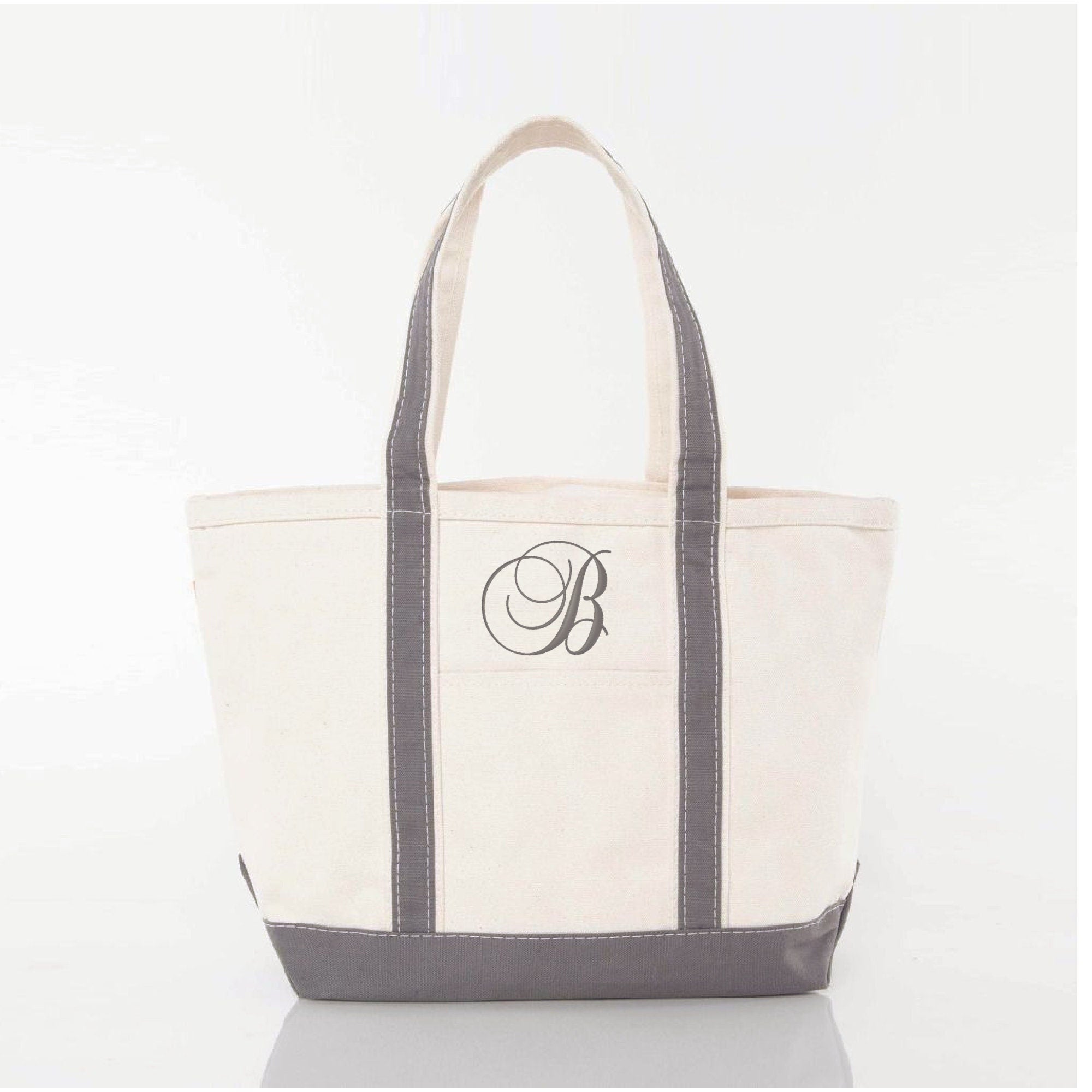 Single Letter Personalized Canvas Tote Bag, Canvas Tote with Handles