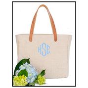 Leather and Linen Tote Bag