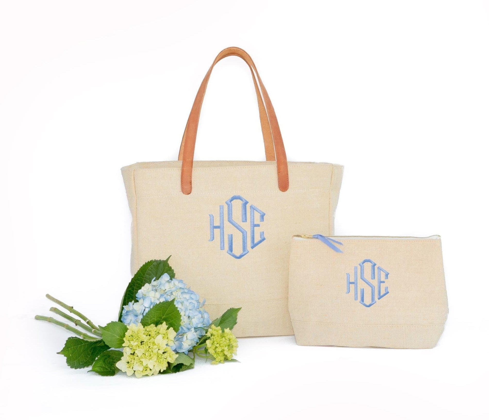Best Tote Set Anywhere - Leather and Linen