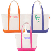 Single Letter Personalized Canvas Tote Bag, Canvas Tote with Handles