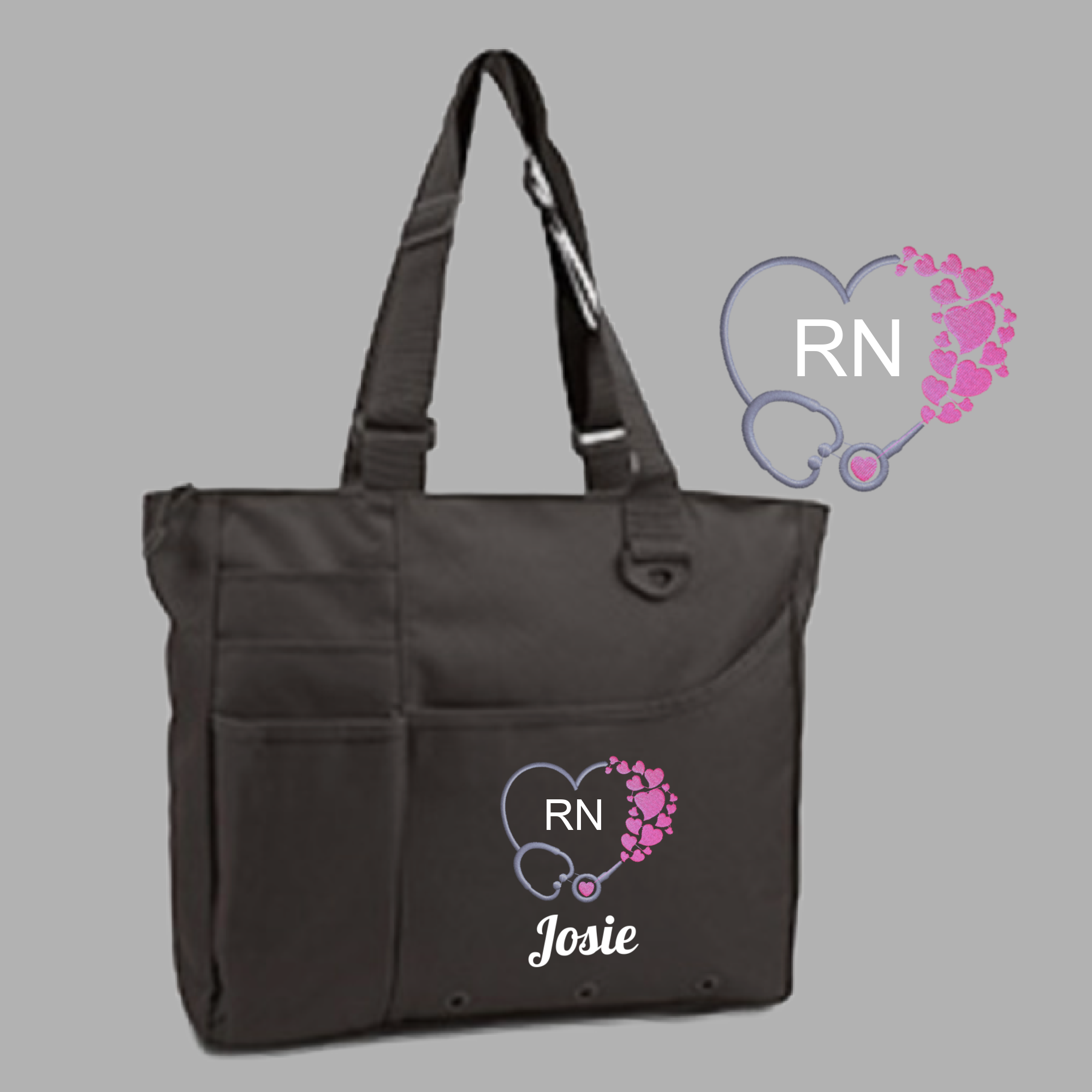 Personalized Hearts Nurse Work Bag