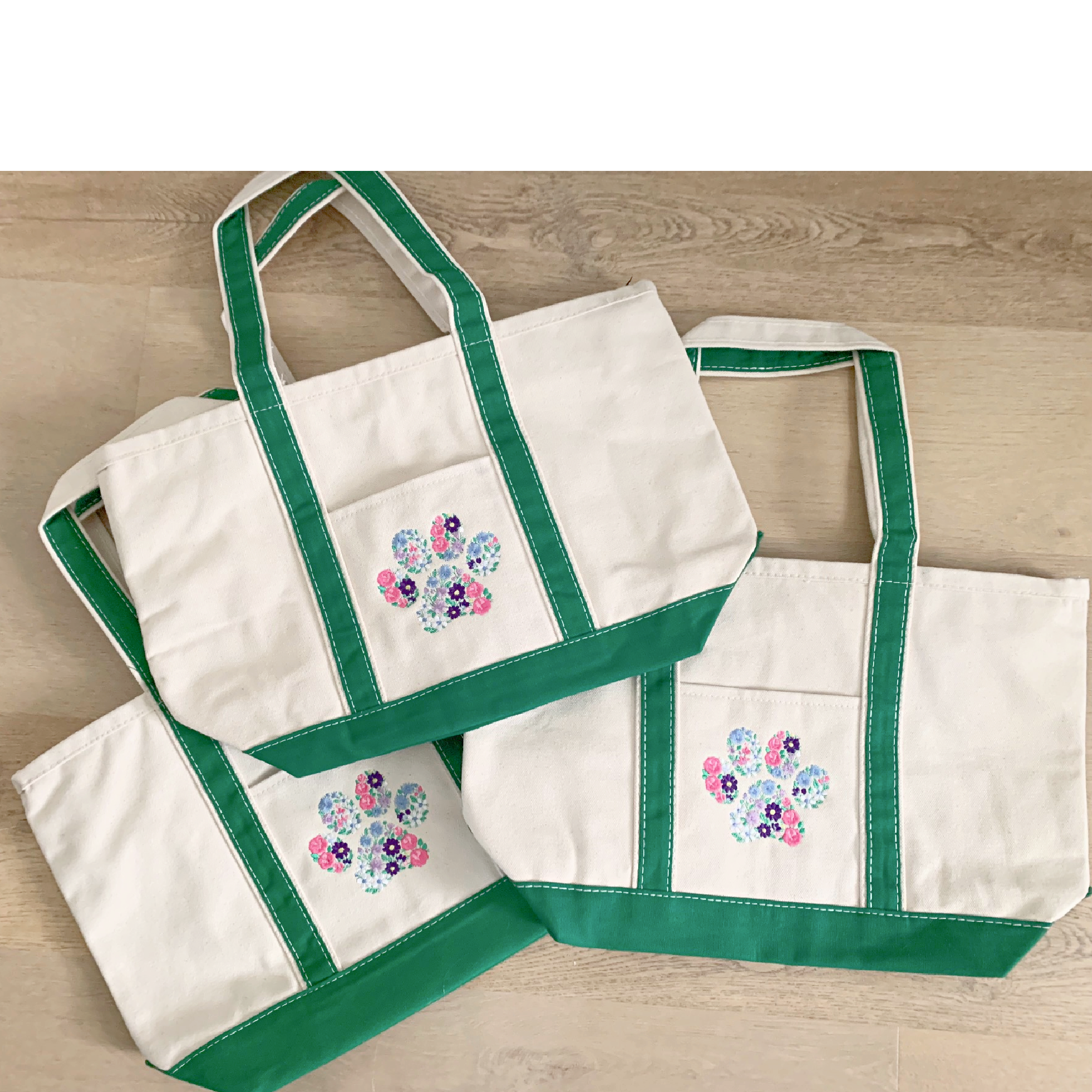 Paw Print Floral Design Extra Large Pet Bag