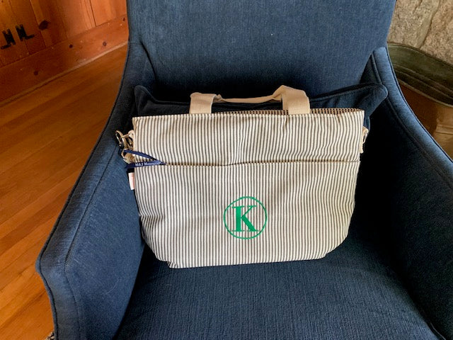 Lunch for Two Cooler Embroidered Striped Cooler