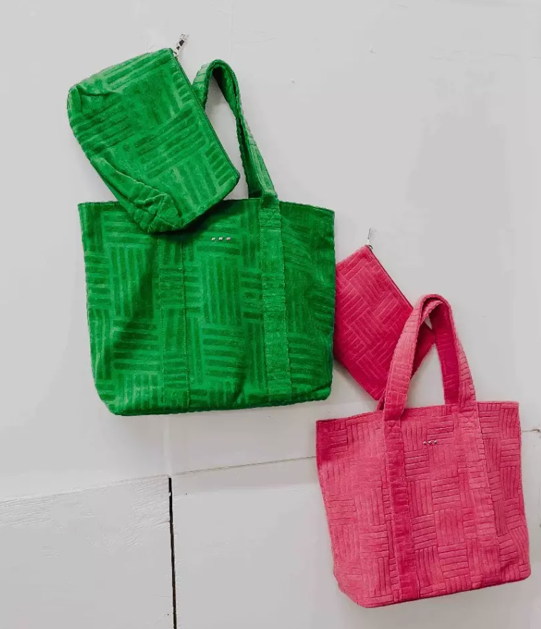CLOSEOUT - Terry Cloth Tote and Pouch Beach  Set