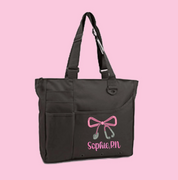 Embroidered Bow Tote with Name
