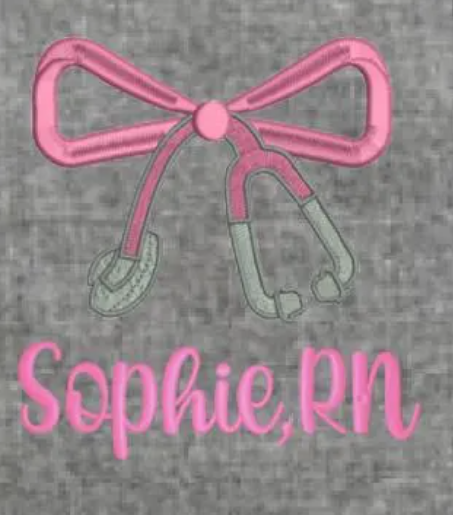 Embroidered Bow Tote with Name