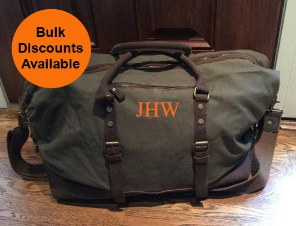 Canvas duffle bag with Initials