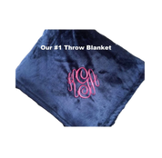 CLOSEOUT - Monogrammed Throw Blanket