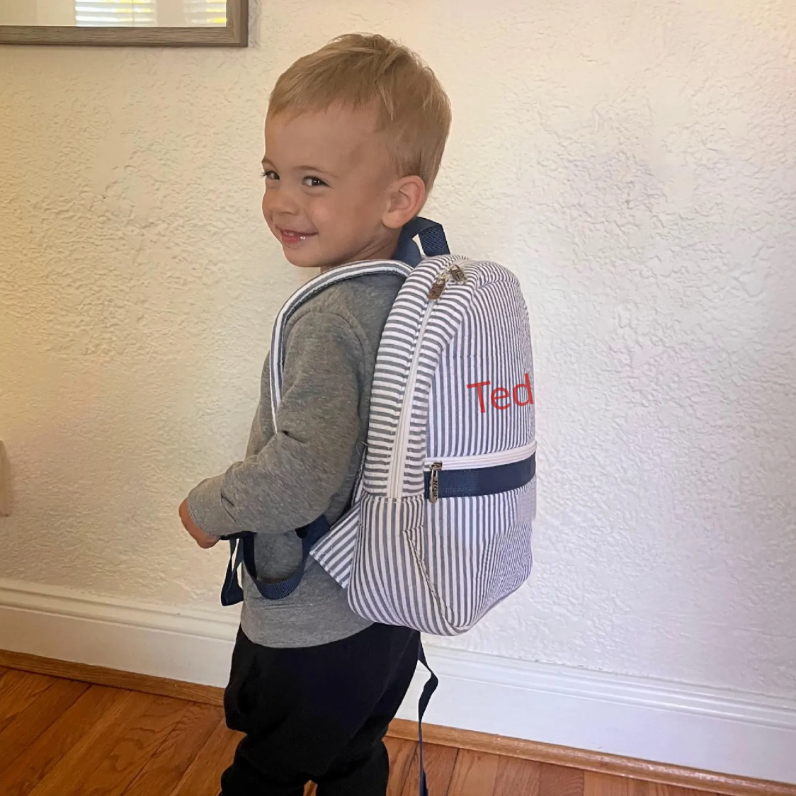 Personalized Seersucker Toddler Backpack