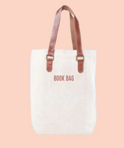 Jute Book Bag with Leather Handle