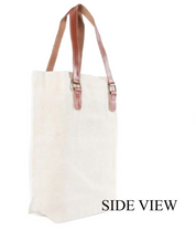 Jute Book Bag with Leather Handle