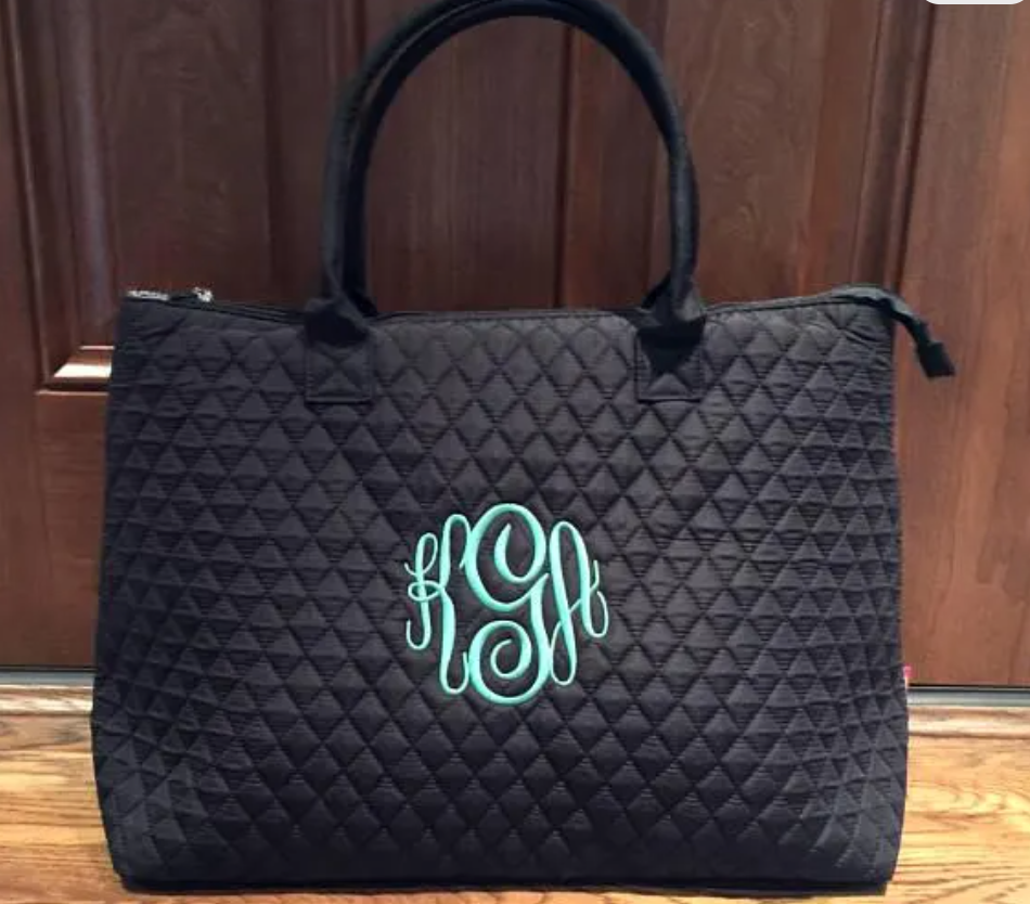 Black Quilted Tote Bag