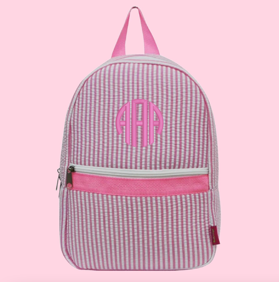 Monogrammed Small Seersucker Backpack