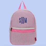 Monogrammed Small Seersucker Backpack