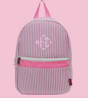 Monogrammed Small Seersucker Backpack