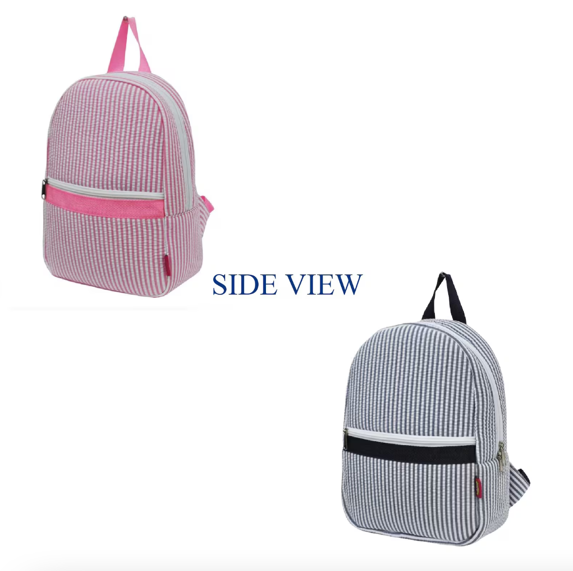 Monogrammed Small Seersucker Backpack