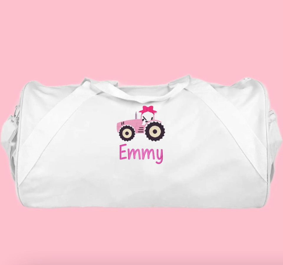Pink Truck Tractor Duffle Bag