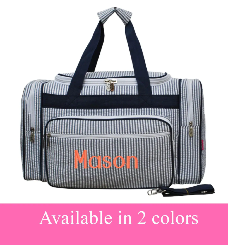 Personalized Seersucker Duffle Bag