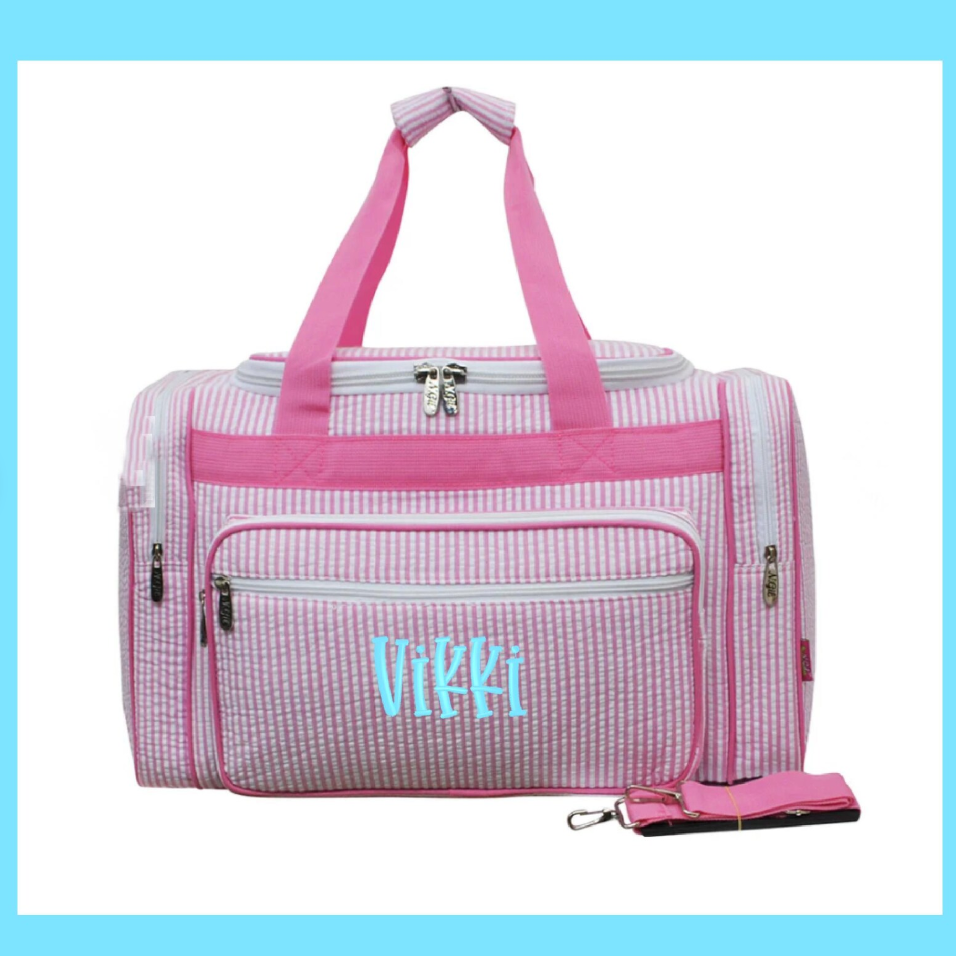 Personalized Seersucker Duffle Bag