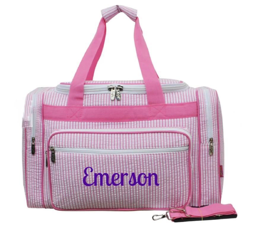 Personalized Seersucker Weekender