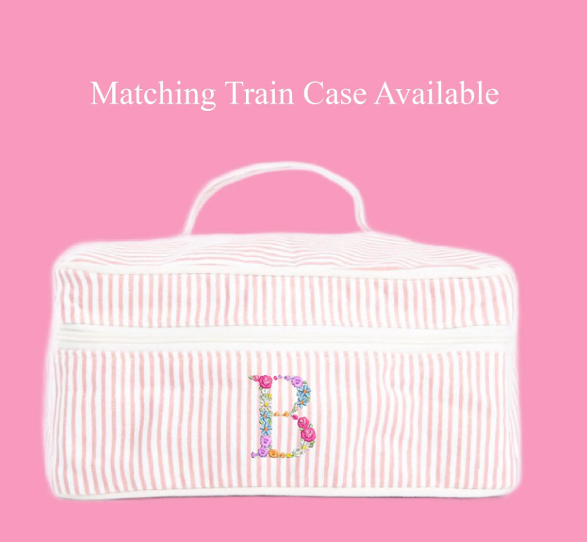 Floral Solid Color Initial Travel Case