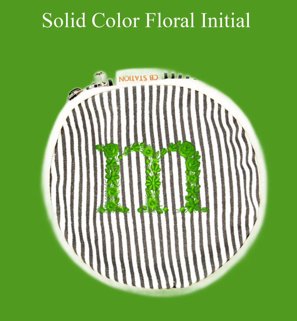 Floral Solid Color Initial Travel Case