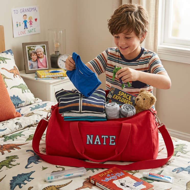 Two Color Varsity Font Kids Duffle Bag