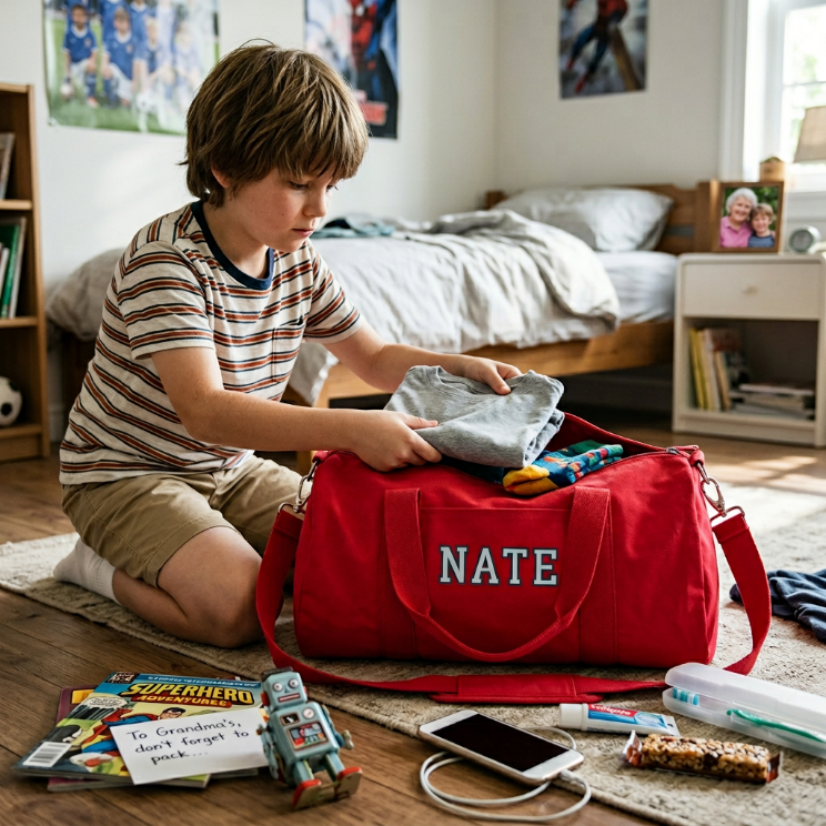 Two Color Personalized Kids Duffle Bag