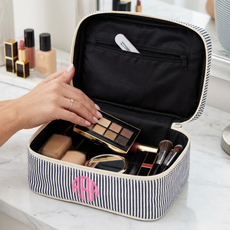 Monogrammed Train Case Cosmetic Travel Bag