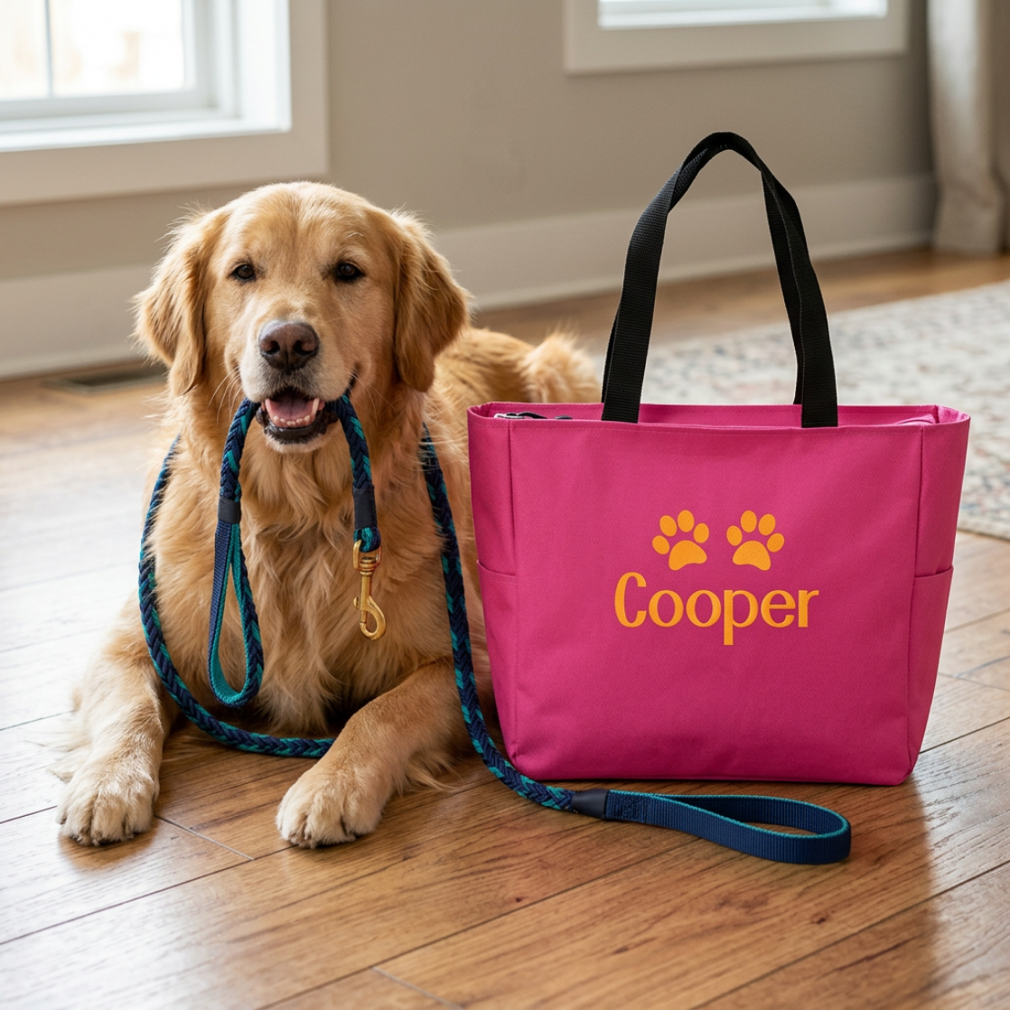 Zippered Top Low Cost Dog Tote Bag