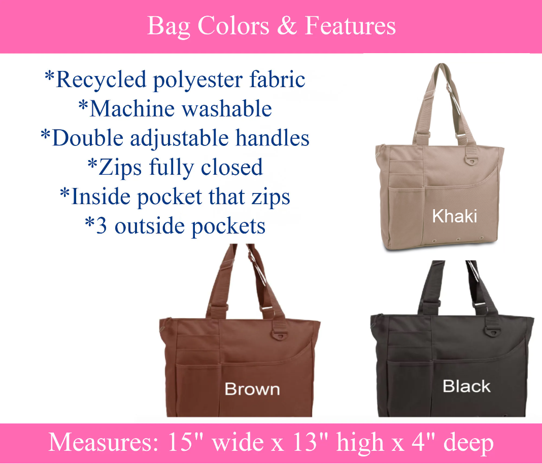 Embroidered Bow Tote with Name