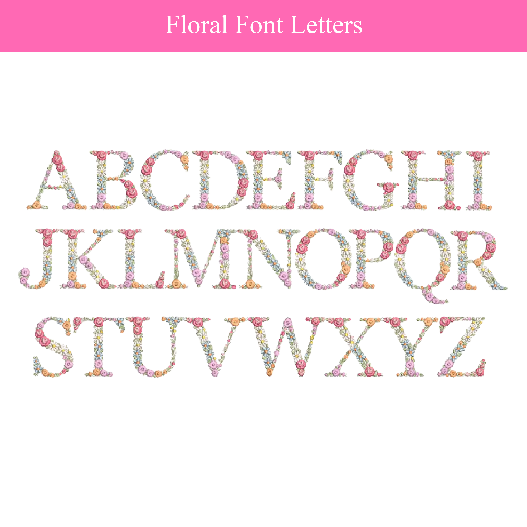 Floral Solid Color Initial Travel Case
