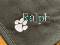 Puppy Pet Throw - Navy Blue / Paw with Name